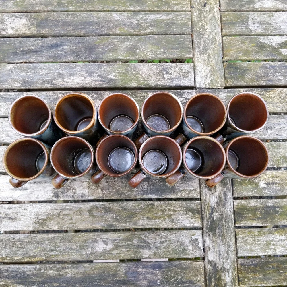 Rare! 12 Vintage Caffe D'Vita Stoneware Ceramic Glazed Cappucino Coffee Cups